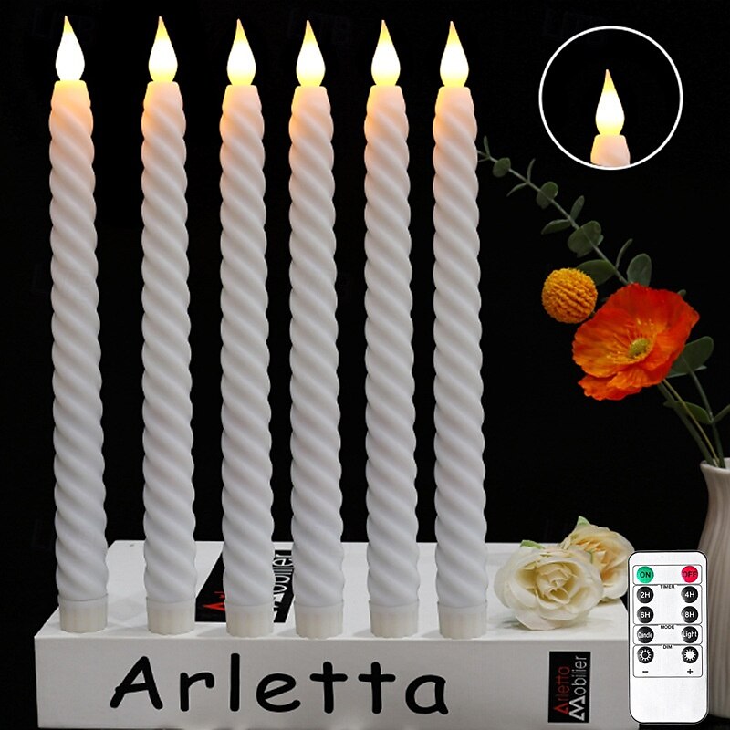 6 velas electrónicas de 25,5 cm con hilo giratorio para Halloween y Navidad, con varilla larga LED, ideal para interiores y exteriores, para restaurantes, fiestas, bodas, ambientes decorativos, con 2025 - $16.49 –P1