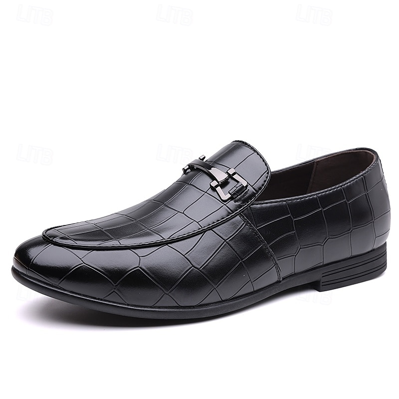 Groene instappers met krokodillenmotief voor heren – casual zakelijke stijl, comfortabele schoenen van imitatieleer voor op kantoor en dagelijks gebruik 2026 - $42.99 –P4