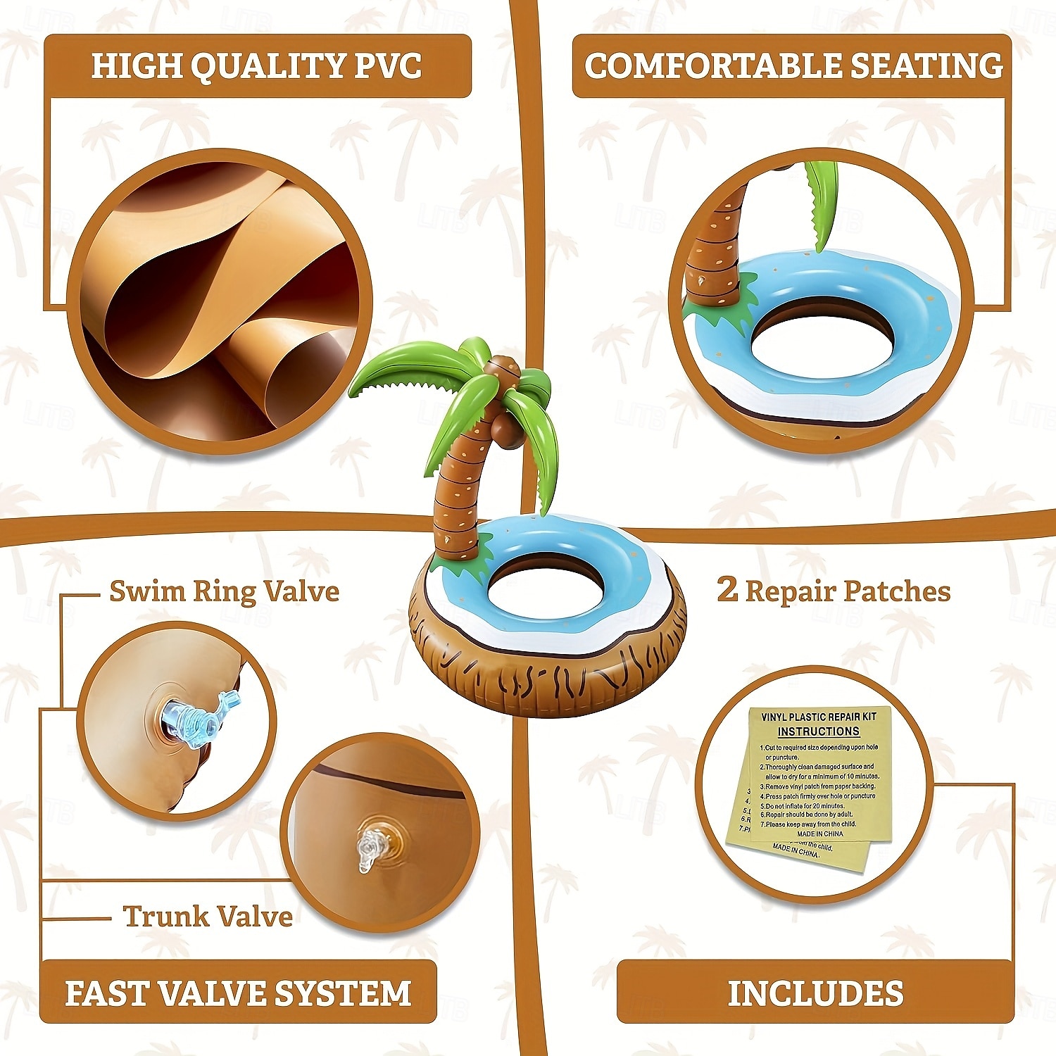 Unique Inflatable Pool Floats for Adult Coconut Pool Floaties for Adults Tiki Palm Tree Pool Float Big Tropical Pool Floats Hawaiian Luau Pool Party Decoration 2025 - $72.99 –P7