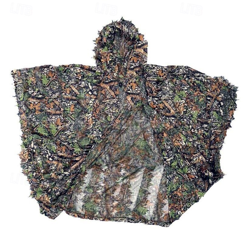 Mantello mimetico 3D con foglia d'acero, design taglia unica, cappuccio in rete, perfetto per attività all'aperto, birdwatching, caccia, giochi stealth del 2025 a $39.99 –P3
