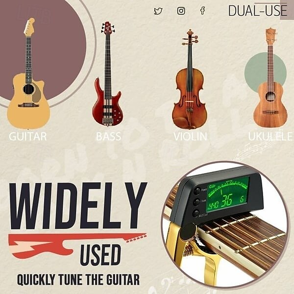 Accordatore per capotasto per chitarra a doppio uso con display LCD, in lega di zinco, 2 in 1, capotasto e accordatore per chitarra acustica elettrica, strumento di regolazione precisa del 2025 a $29.99 –P5