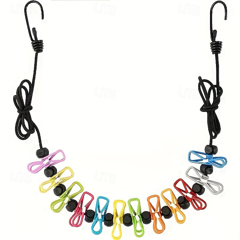 дорожная выдвижная портативная бельевая веревка с 12 прищепками подходит для стирки и сушки белья в помещении принадлежности для кемпинга на открытом воздухе бельевые веревки 2026 - $16.99 –P8