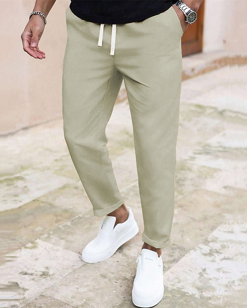 Pánské Upnuté Kalhoty Kalhoty chinos Šňůrky Kapsy Bez vzoru Pohodlné Po kotníky Denní Obchod Práce Módní Klasický styl Vodní modrá Černá Lehce elastické 2026 - $18.99 –P1