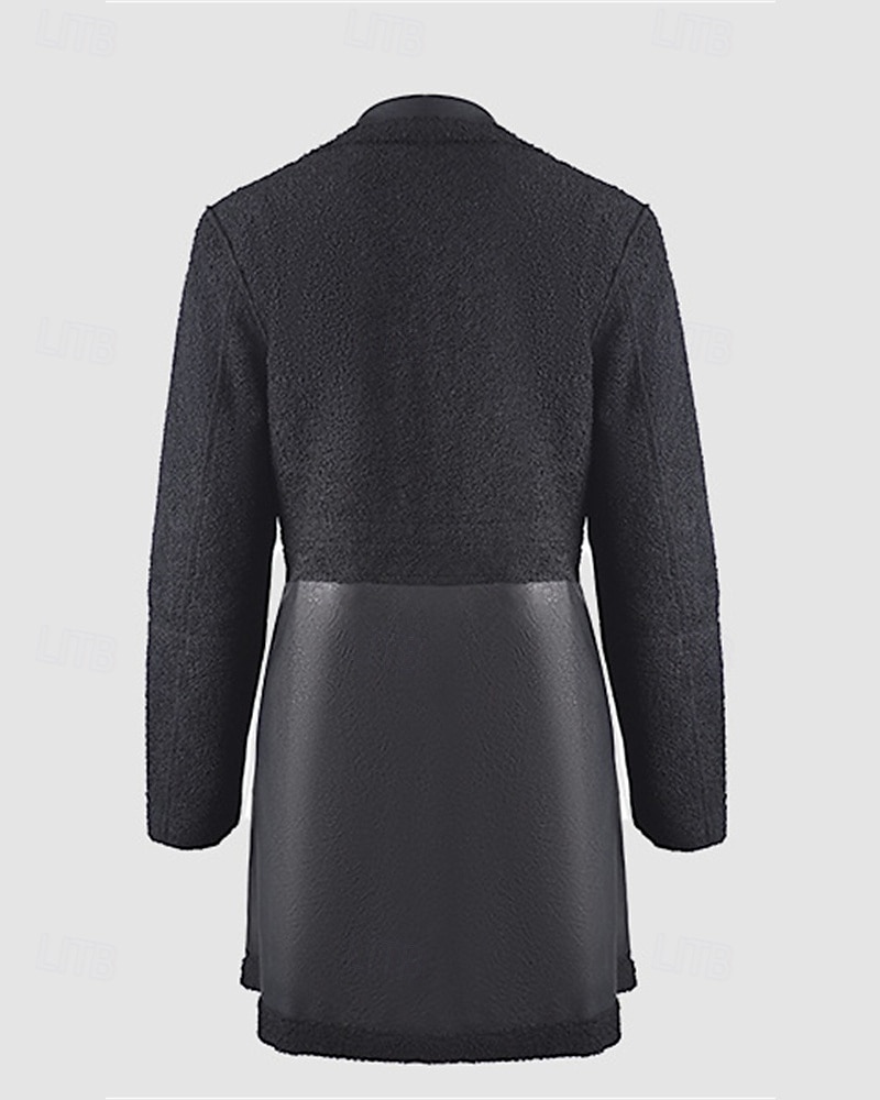 Damen Kunstlederjacke Winterjacke Warm Bequem Tasche Knöpfe Mode Modern Lässig Einfach Ausgehen Wochenende Einreihig Regulär Steigendes Revers Normale Passform Langarm Oberbekleidung Schwarz Winter 2025 - $33.99 –P5