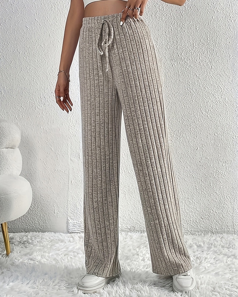 Women's Wide Leg Pants Trousers Palazzo Pants Fashion Streetwear Full Length High Waist Plain Elastic Waist Jacquard Breathability Comfortable Street Daily Wear Going out Light Grey Summer Spring 2025 - $17.99 –P1