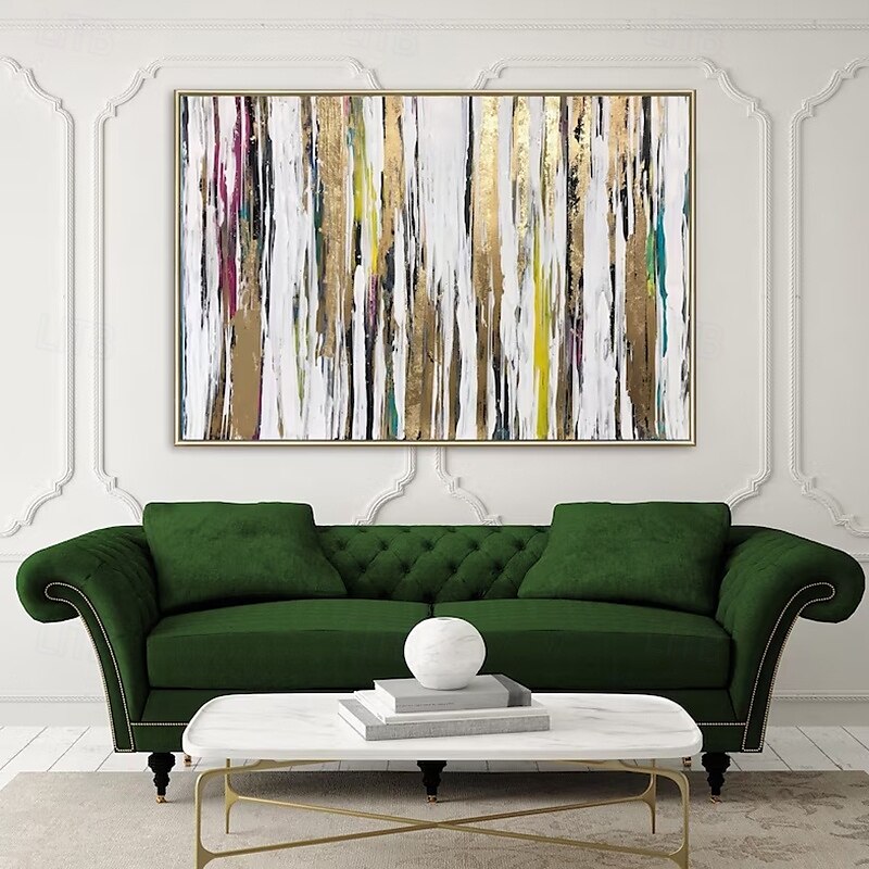 handgemachtes Ölgemälde auf Leinwand, Wandkunst, Dekoration, abstrakt, golden, für die Inneneinrichtung, gerollt, rahmenlos, ungedehntes Gemälde 2025 - $69.99 –P6