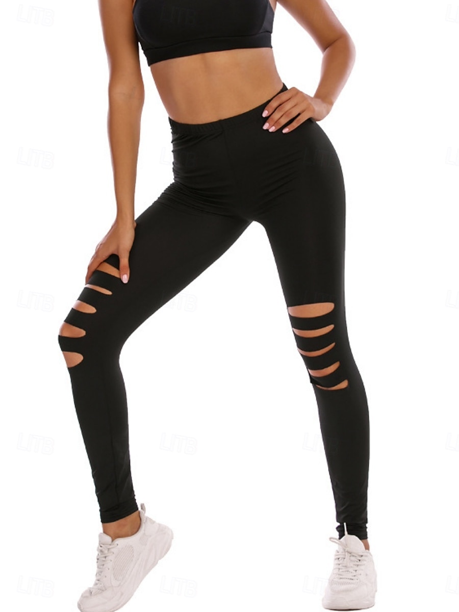 Pentru femei Jambiere Colanți confortabili Șic Stradă Casual Lung Talie Înaltă Simplu ripped Cut înalt Respirabilitate Απαλό Strech Vacanță Stradă Purtare Zilnică Negru Toamnă Fit regulat 2026 - $15.99 –P1