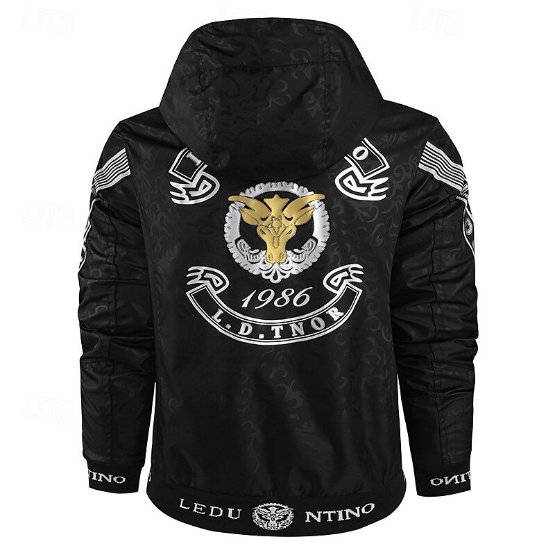 Herren Outdoorjacke Freizeitjacke Urlaub Täglich Winddicht Warm Tasche Herbst Winter Druck Mode Klassisch Mit Kapuze Regulär Schwarz Weiß Jacken 2025 - $51.99 –P13