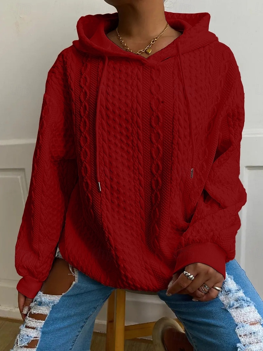 Femmes Sweat à capuche Uni Occasionnel manche longue À capuche Hauts Réguliers Rue Tenue Quotidienne Noir Blanche Rose Claire Rouge Bleu Automne Hiver de 2025 ? $27.99 –P7