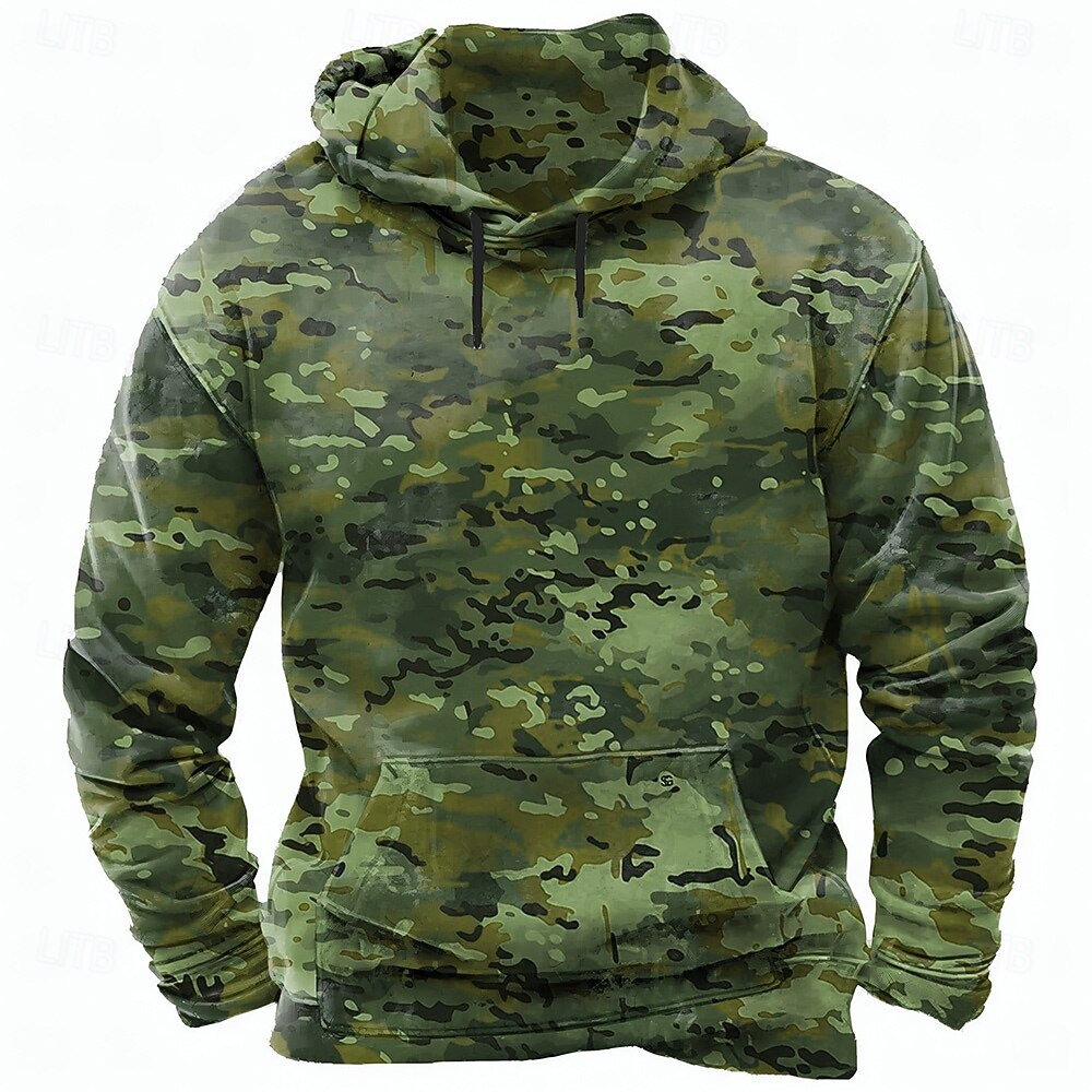 Per uomo Mimetico Felpe con cappuccio Felpa Moda Vintage Retrò Manica Lunga Girocollo Con Cappuccio Sport all'Aperto Caccia Blu Rosso Verde Verde militare Coulisse Autunno Inverno progettista S M L del 2026 a $28.99 –P5