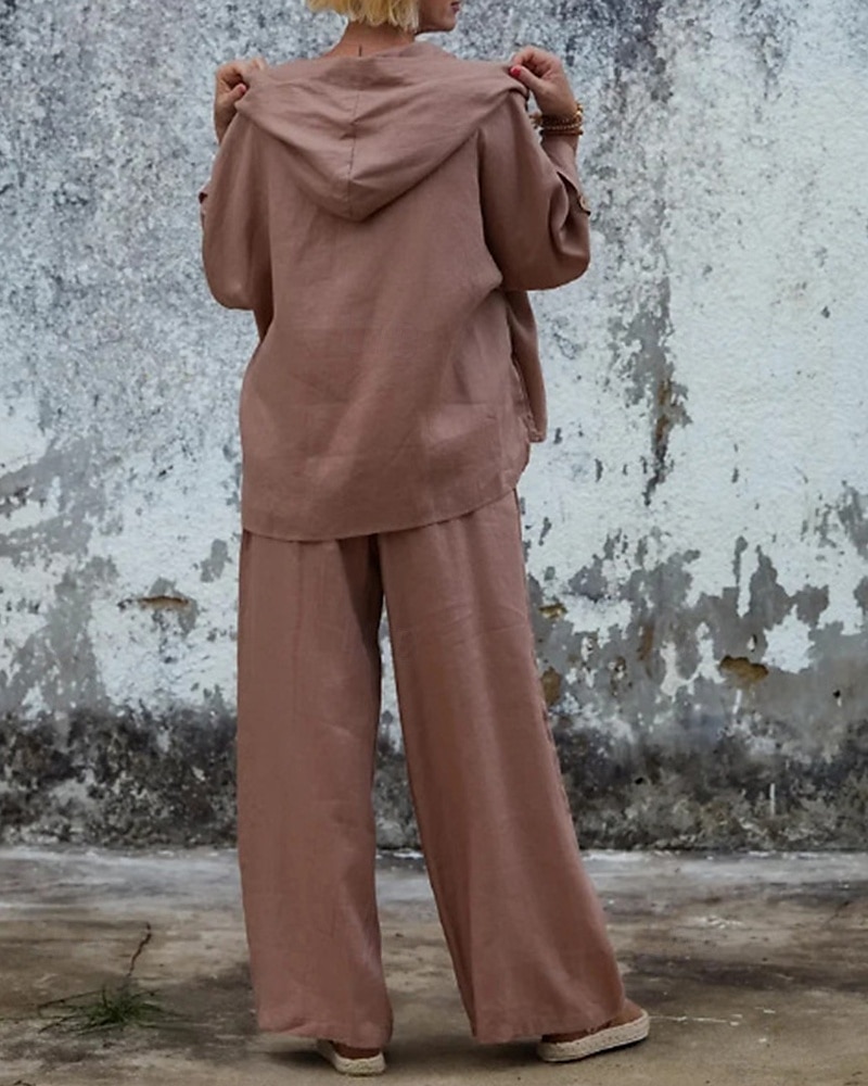 Femmes Mode Streetwear Chemisier Ensembles de Pantalons Haut boléro manche longue À capuche Couleur Unie Vacances Décontracté Quotidien Blanche Rose Claire Marron Printemps Coupe régulière de 2025 ? $30.99 –P5
