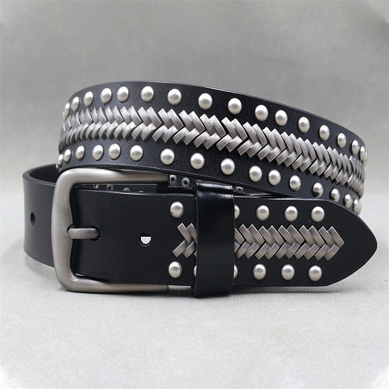 Homme Ceinture Ceinture Taille Noir Derme Alliage Durable Ajustable Uni Extérieur Quotidien de 2025 ? $42.99 –P1