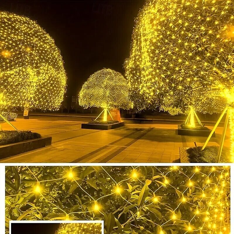 Catena luminosa a LED con rete fatata da 1,5 m*1,5 m / 1,5 m*4,5 m / 3 m*3 m / 6 m*4 m / 8 m*10 m, scelta di luci flessibili per le vacanze, illuminazione colorata per Natale, luci decorative per del 2025 a $12.99 –P7