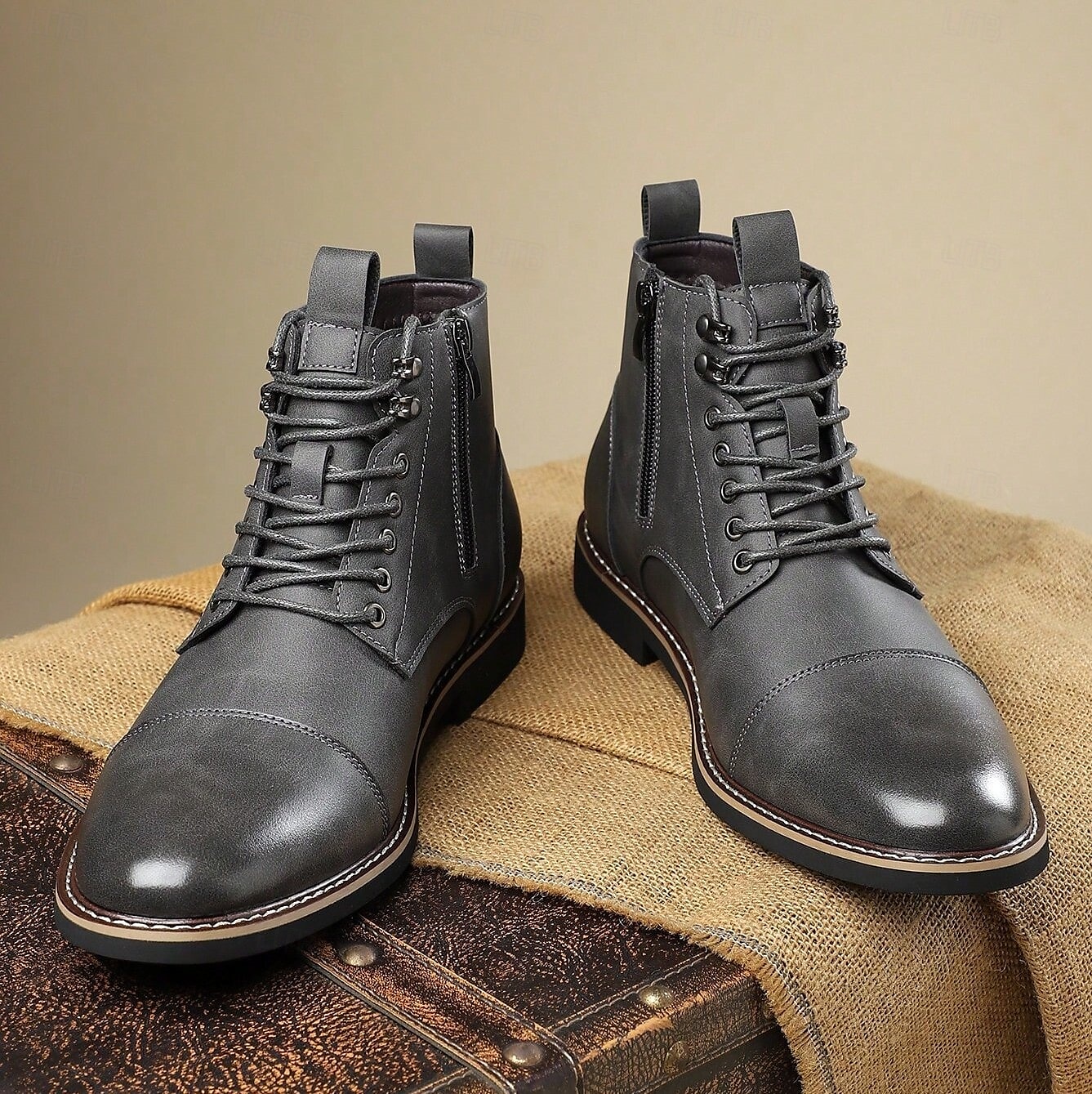 Bottines à lacets vintage pour homme – bottines à bout droit avec coutures classiques pour le travail, le week-end et l'automne de 2025 ? $54.99 –P8