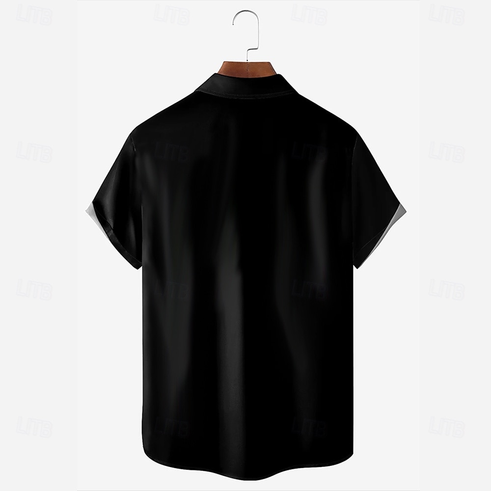 Miesten Hallituksen jäsenet Raidoitettu Kitara Paita Kesä paita Button Up paita Lyhythihainen Vintage retro ulko- Loma Arkikäyttö Kesä Kevät Sänkyjen avaus 3D-tulostus kauluspaidat Edessä yksi tasku 2025 - $23.99 –P2