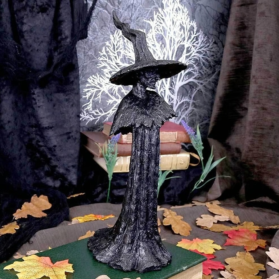 2025年 ハロウィン魔女像 樹脂製魔女 神秘的な像 装飾品 ゴシック魔女 カボチャのフィギュアを持つ 寝室 リビングルーム キッチン デスクトップ用ホームデコレーション  コレクション – $24.99 –P7