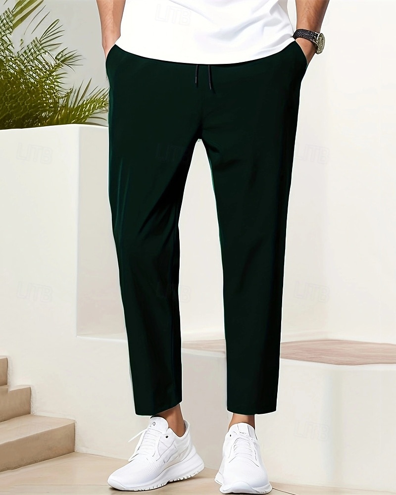 Herre Mager Bukser Uformelle bukser Lomme Elastisk midje Snorer عادي Komfort Ankel-lengde Sport & Utendørs Daglig Mote Fritid Svart Navyblå Mikroelastisk 2026 - $18.99 –P12