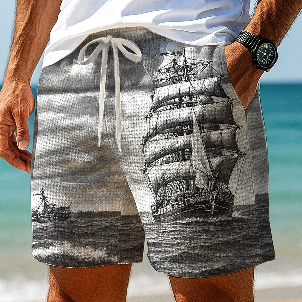 Per uomo Nautico Barca a vela Pantaloncini Waffle Pantaloncini da tuta Pantaloncini casual Misura del girovita medio Retrò Vintage Vacanza Jogging Allenamento Coulisse elastica in vita Pantaloncini del 2026 a $22.99 –P5
