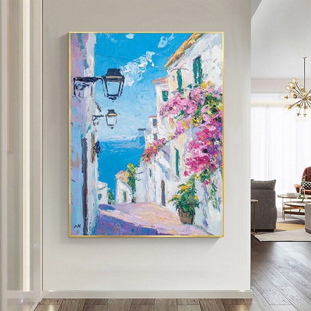 Handmade abstract street art oil painting France Paris City Landscape oil painting Oil painting of Street View of Paris City People walking in the bustling streets of Paris frame painting 2025 - $255.79 –P3