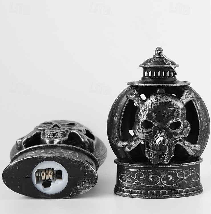 1 buc lumină de noapte în formă de craniu de dovleac zâmbitor din bronz argintiu de Halloween, pentru interior și exterior, pentru petreceri, groază și decor ciudat, lumină de atmosferă 2026 - $4.99 –P9