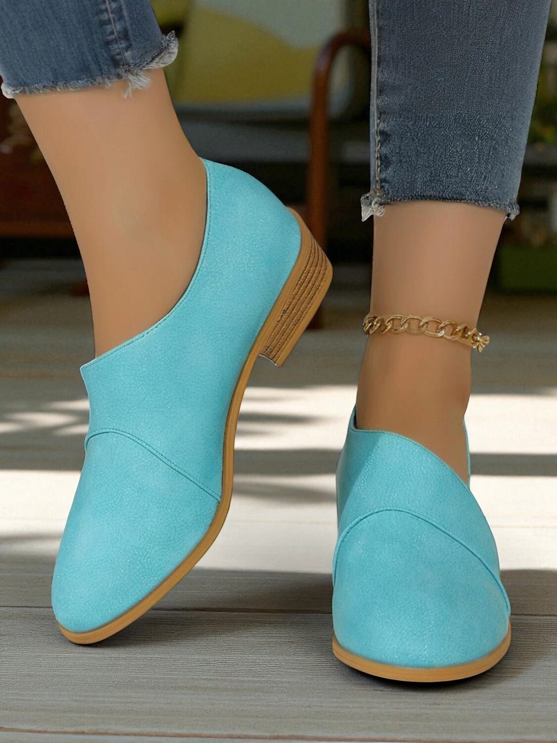 Femmes Slip-Ons Quotidien Petit talon Bout Rond Occasionnel Minimalisme Faux Cuir Mocassin Noir Bleu Marron de 2025 ? $26.99 –P3