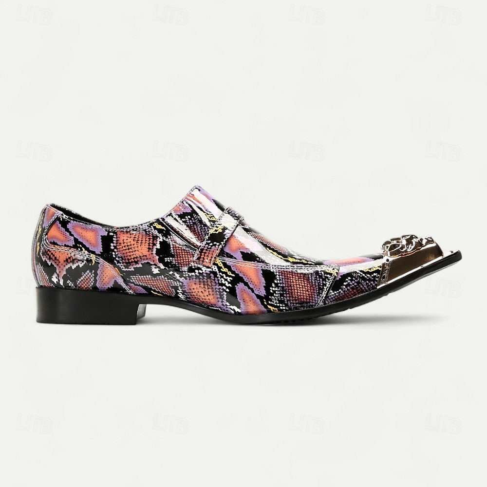 Men's Punk-Inspired Pink Python Print Monk Strap Shoes – Statement Dress Footwear for Stylish Men at Clubs and Special Occasions 2025 - $109.99 –P8