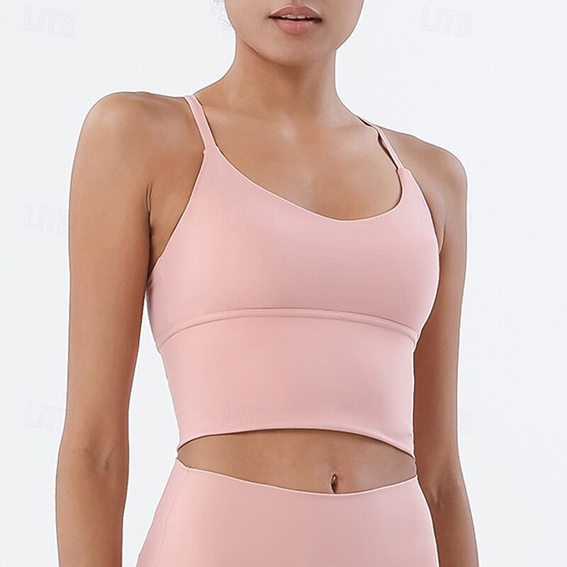 Damen Yoga Crop Tank Top Sport-BH Unterwäsche Medium Unterstützung Bürgellos Gefüttert Einfarbig Sport Sportkleidung Hellrosa Meerblau Pilates Laufen Yoga 2025 - $21.99 –P5