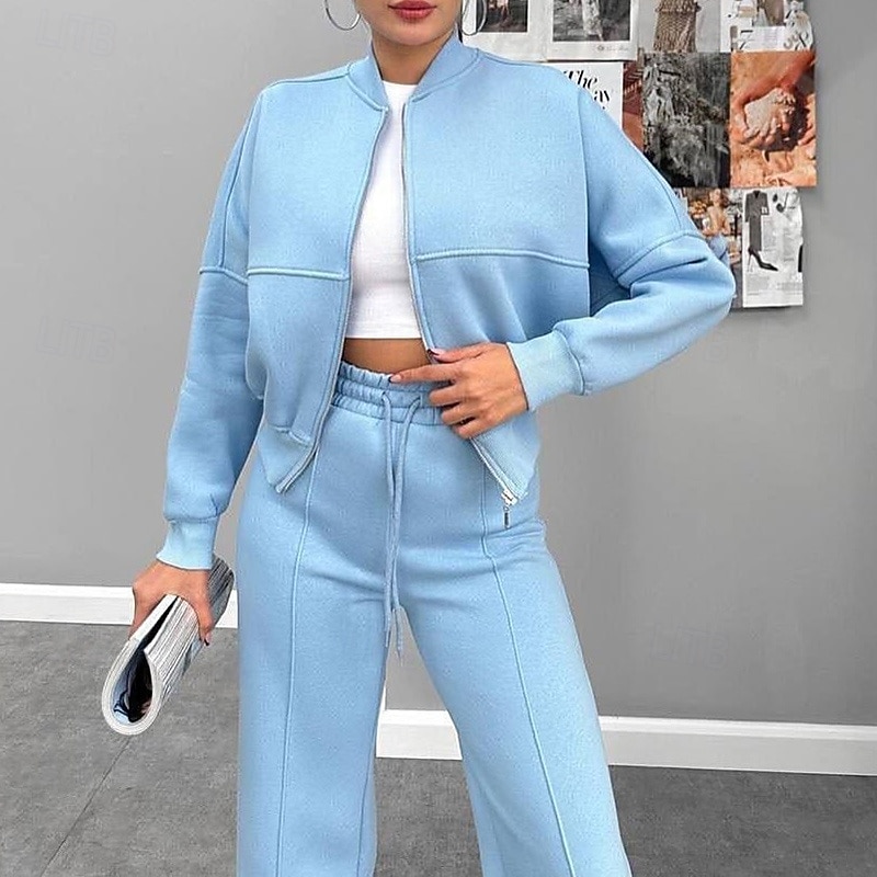 Per donna Tuta da Ginnastica Pantaloni da Tuta Abiti da salotto Con zip Tasca Tinta unita Completo Abbigliamento Autunno & Inverno Nero Bianco Palestra Allenamento Corsa Vita Alta Antivento Leggero del 2026 a $40.99 –P12