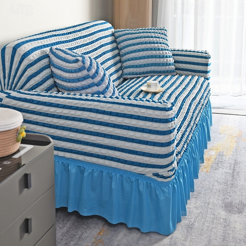 3D Bubble Lattice Elegant Stretch Sofa Cover Loveseat Cover Couch Cover Spandex Elastic Sofa Slipcover Protector with Skirt 2025 - $39.99 –P12