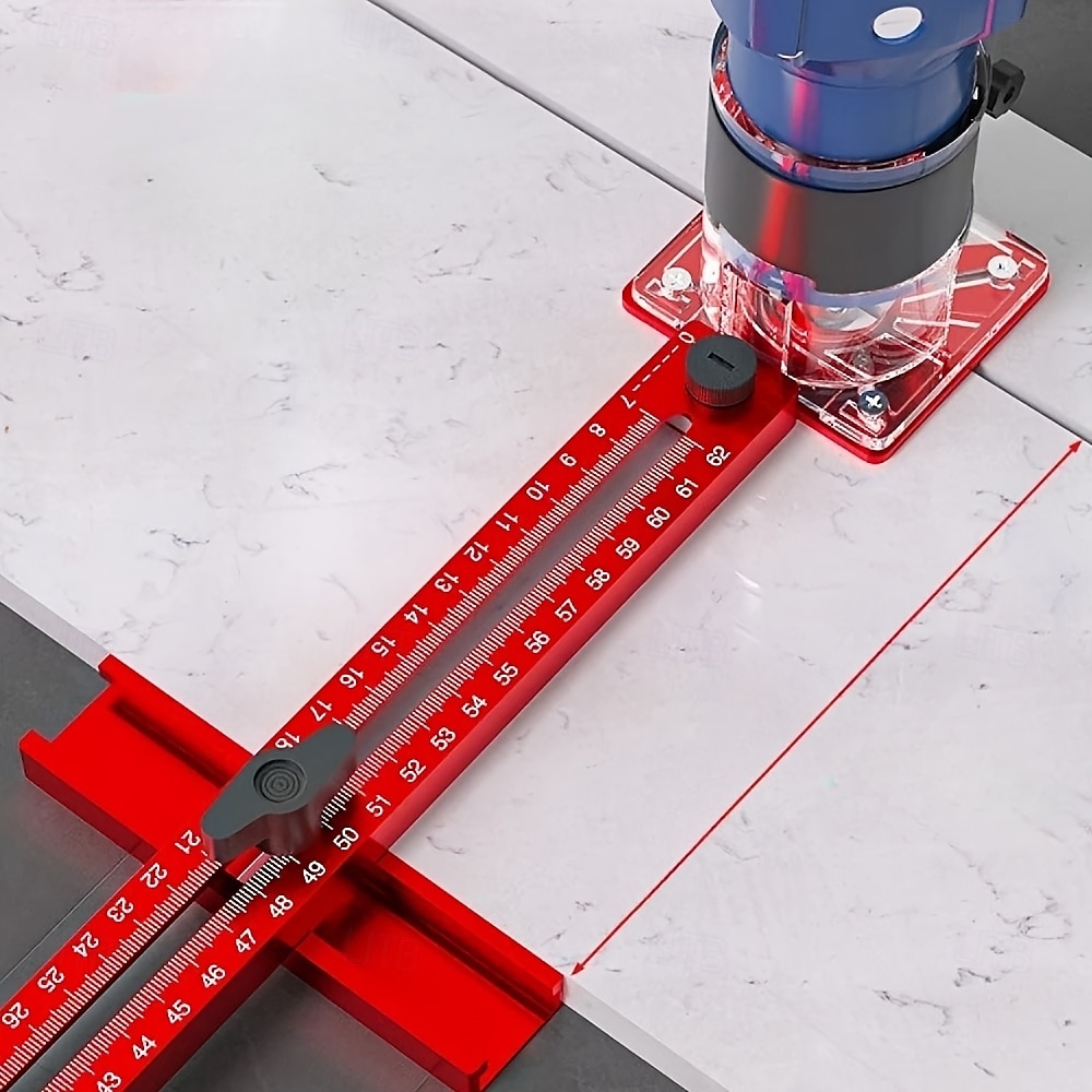 Fraiseuse à bois multifonctionnelle 3 en 1 avec pince en aluminium - outil de coupe et de fraisage circulaire de précision avec support de rainure réglable, base rouge et rail en acrylique transparent de 2025 ? $63.99 –P3