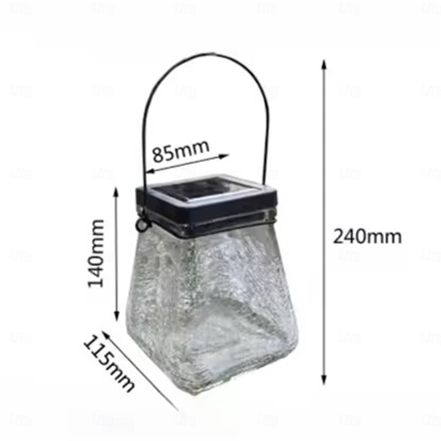 Solarbetriebene, geknackte Hängelampe für den Außenbereich, Gartenhof, Landschaftslampe, solarbetriebene quadratische Schreibtischlampe aus Glas, 1 Stück 2025 - $31.99 –P1