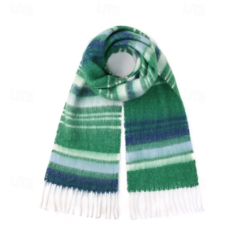 Women's Rectangle Scarf Street Daily Date Red Blue Scarf Stripe 2025 - $22.99 –P5