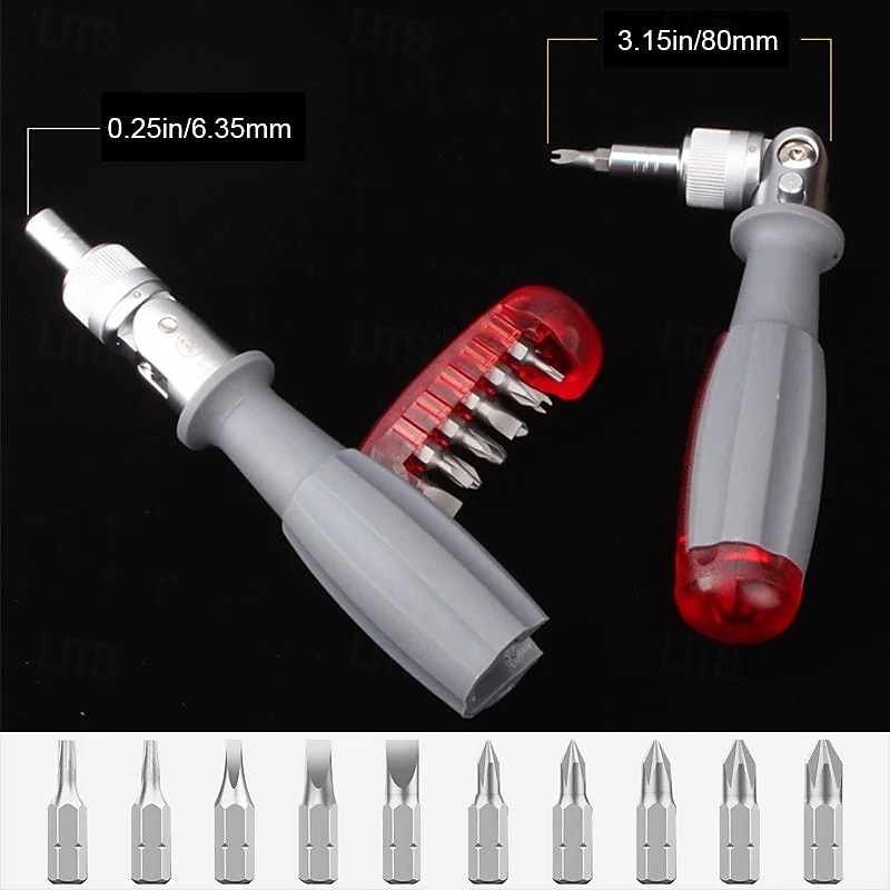 Juego de destornilladores multiherramienta de trinquete 10 en 1, mini destornilladores Phillips magnéticos de punta ranurada, mango antideslizante de doble propósito, puntas reemplazables, kit de 2025 - $17.99 –P4