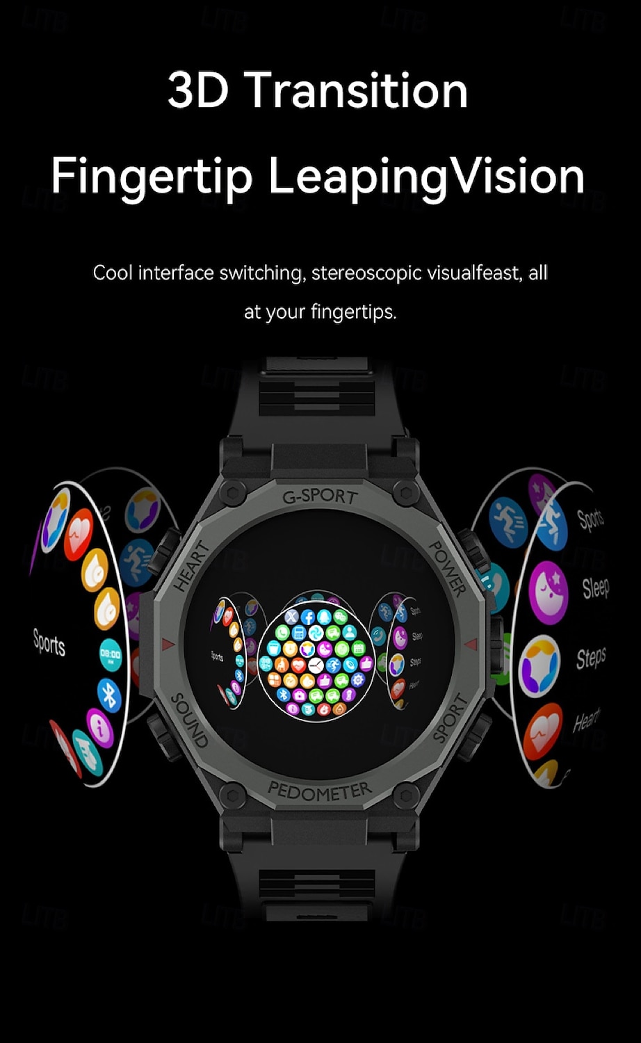 Reloj inteligente deportivo para hombre, con linterna LED, Bluetooth, llamadas, control del ritmo cardíaco, asistente de voz, SOS, para exteriores, 1,52 2025 - $23.99 –P10