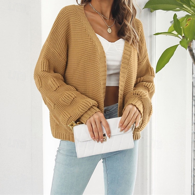 Femmes Cardigan Occasionnel Couleur Unie Épais Col en V Tricoté manche longue Hauts Réguliers Tricoter Quotidien Fête Sortir Jaune Vert Véronèse Automne Hiver de 2025 ? $24.99 –P2