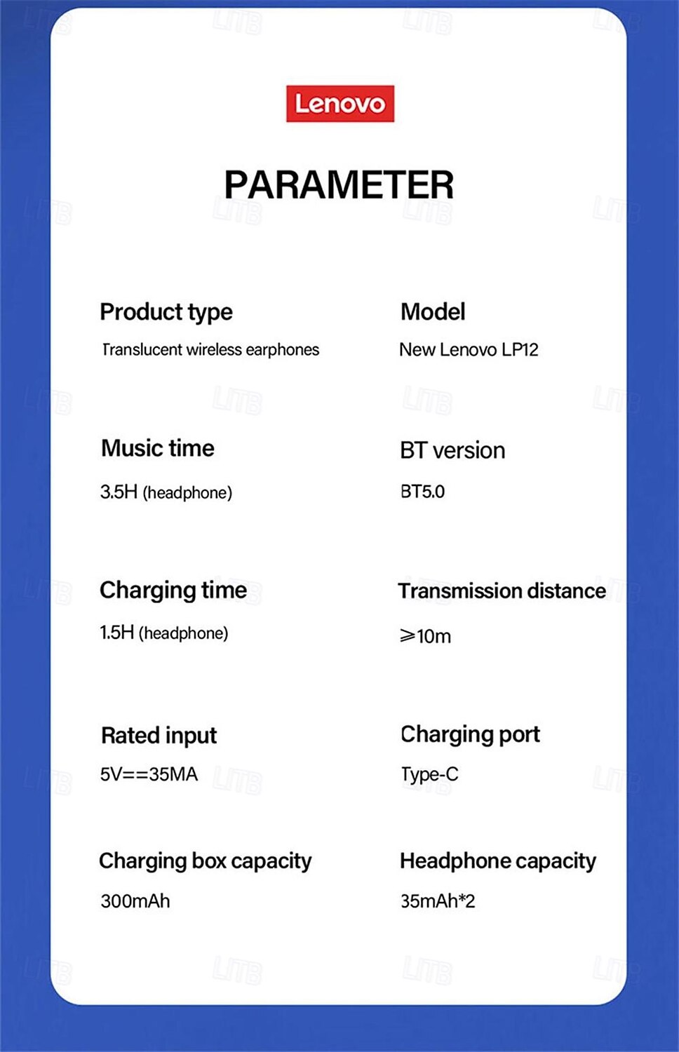 Lenovo LP12 True Wireless Headphones TWS Earbuds In Ear Bluetooth5.0 Stereo with Charging Box Built-in Mic for Apple Samsung Huawei Xiaomi MI  Everyday Use Traveling Cycling Mobile Phone 2025 - $31.99 –P16
