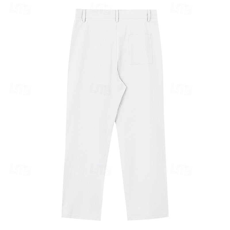 Homme Pantalons en Lin Pantalons Pantalon d'été Pantalons Amples Pantalons de Plage Taille Élastique Jambe Droite Uni Confort Respirant Longueur complète Occasionnel Quotidien Fête Vacances Mode Noir de 2026 ? $24.99 –P10