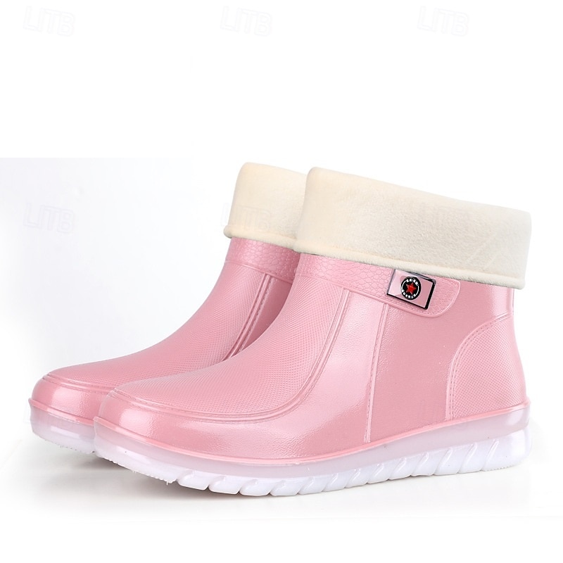 bottes de pluie courtes imperméables pour femmes avec doublure en fausse fourrure, semelle antidérapante et plusieurs options de couleurs - parfaites pour les activités de plein air en hiver de 2025 ? $32.99 –P14