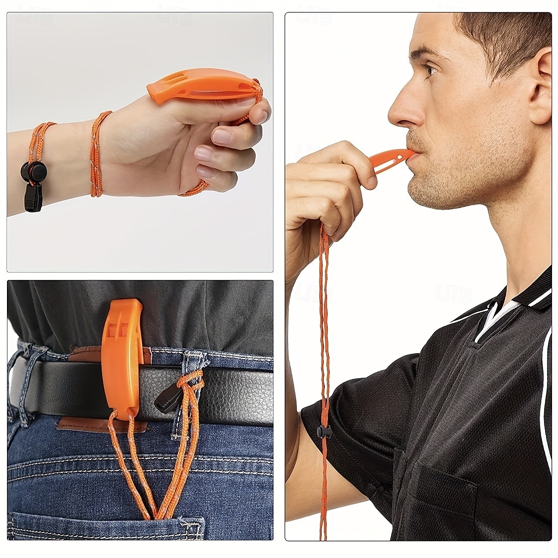 2 apitos de emergência de compartimento duplo em material PP durável com cordão - perfeitos para acampamentos e caminhadas&amp;sinais de segurança de caça de 2025 por $7.99 –P3