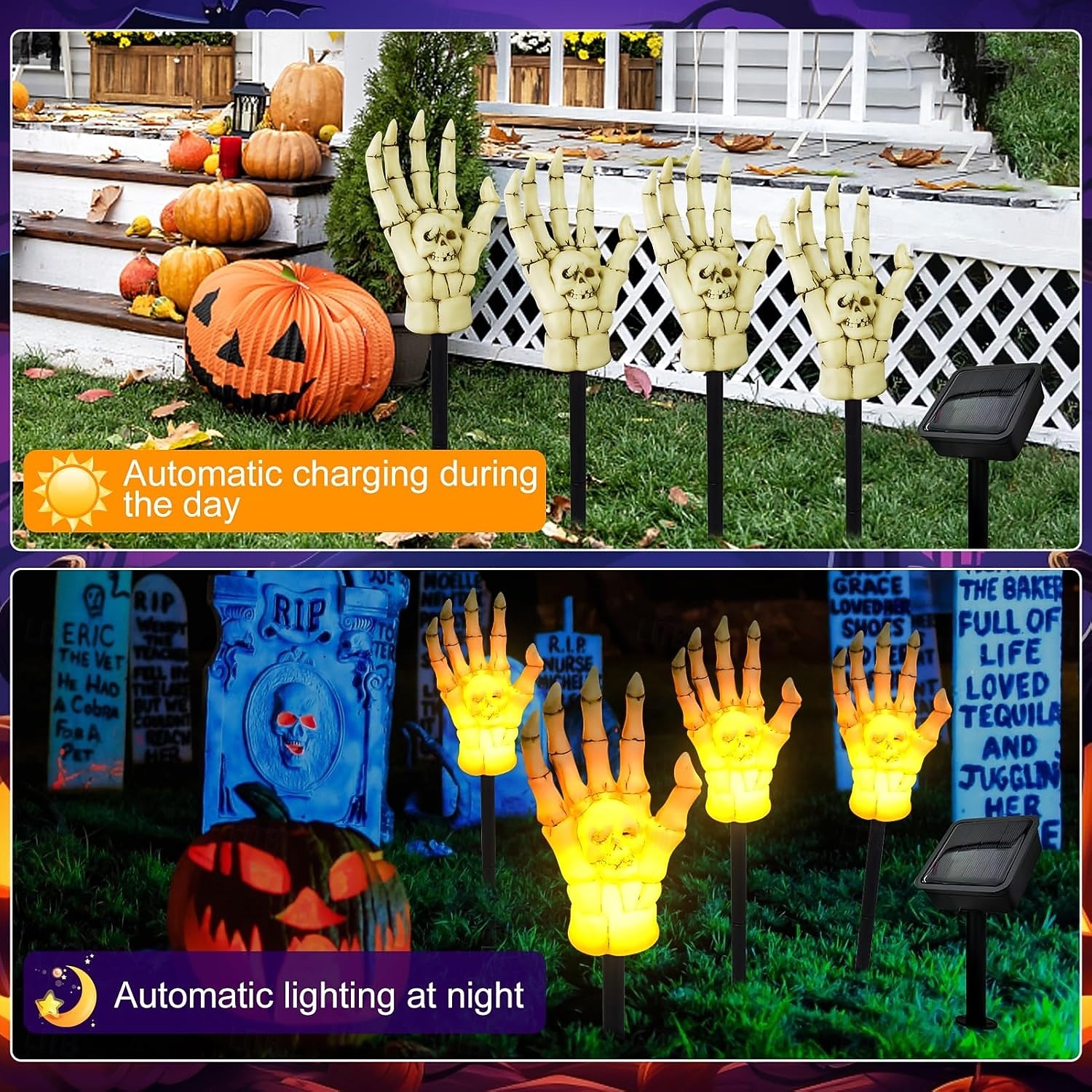 4-in-1 buitenzonnesimulatie schedelpalm-invoeglicht binnenplaats tuinpad feest horror en vreemd decoratief licht landschapslicht 2025 - $23.99 –P5