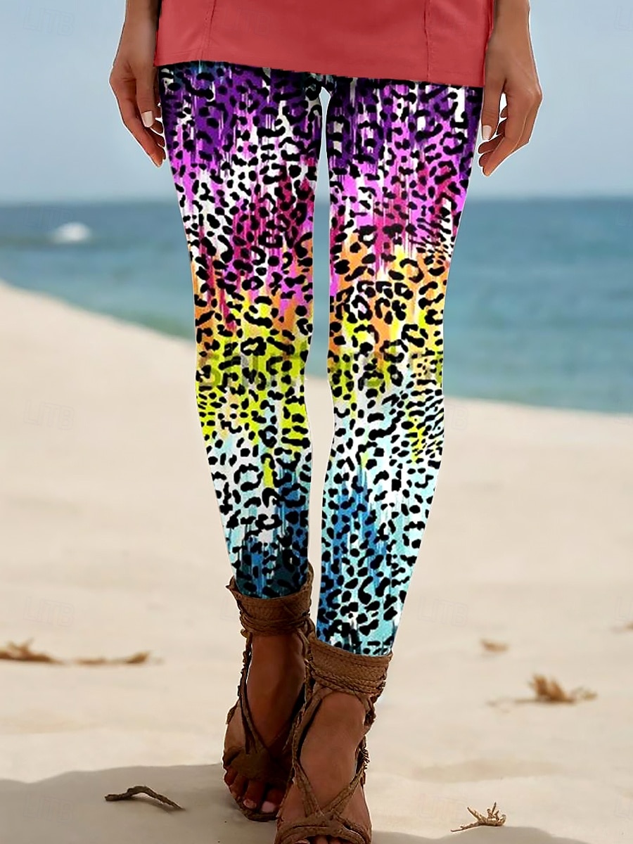 Femmes Leggings Vacances ancien Style Ethnique Longueur complète Taille haute Graphique Léopard Dégradé Impression 3D Respirabilité Doux Confortable Élastique Extérieur Vacances Maison Vert forêt de 2025 ? $19.99 –P1