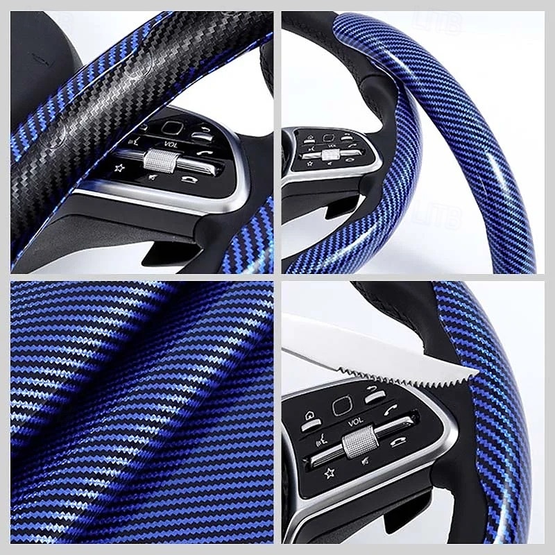 Funda antideslizante de silicona y fibra de carbono para volante de coche, ajuste universal, elegante, antideslizante, con agarre suave, para la decoración interior del coche y un cómodo accesorio de conducción. 2026 - $19.99 –P7