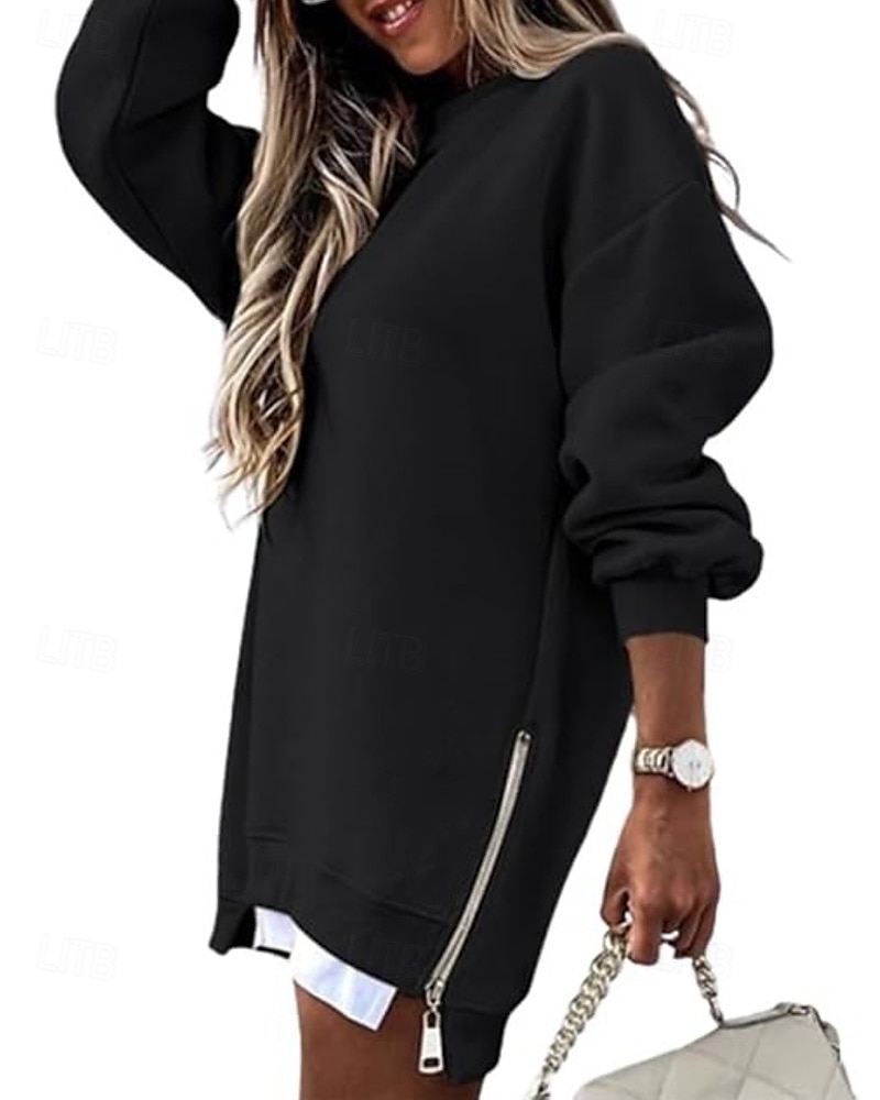 Per donna Felpa Pullover Felpe Semplice Casual Manica Lunga Girocollo Top Regolari Streetwear Ferie Patchwork Nero Beige Grigio Autunno Inverno del 2025 a $26.99 –P3