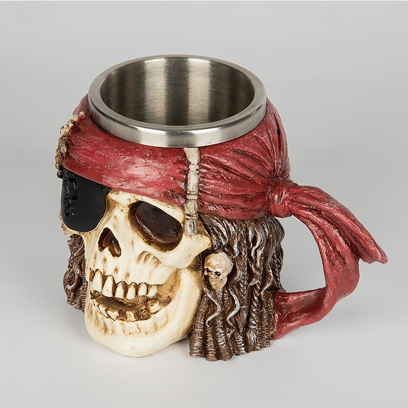 Halloween Pirate Skull Mug, Gothic Skeleton Beer Stein, Creative Bar Drinkware, Unique Skull Cup for Party, Home or Office Decor 2025 - $29.99 –P3