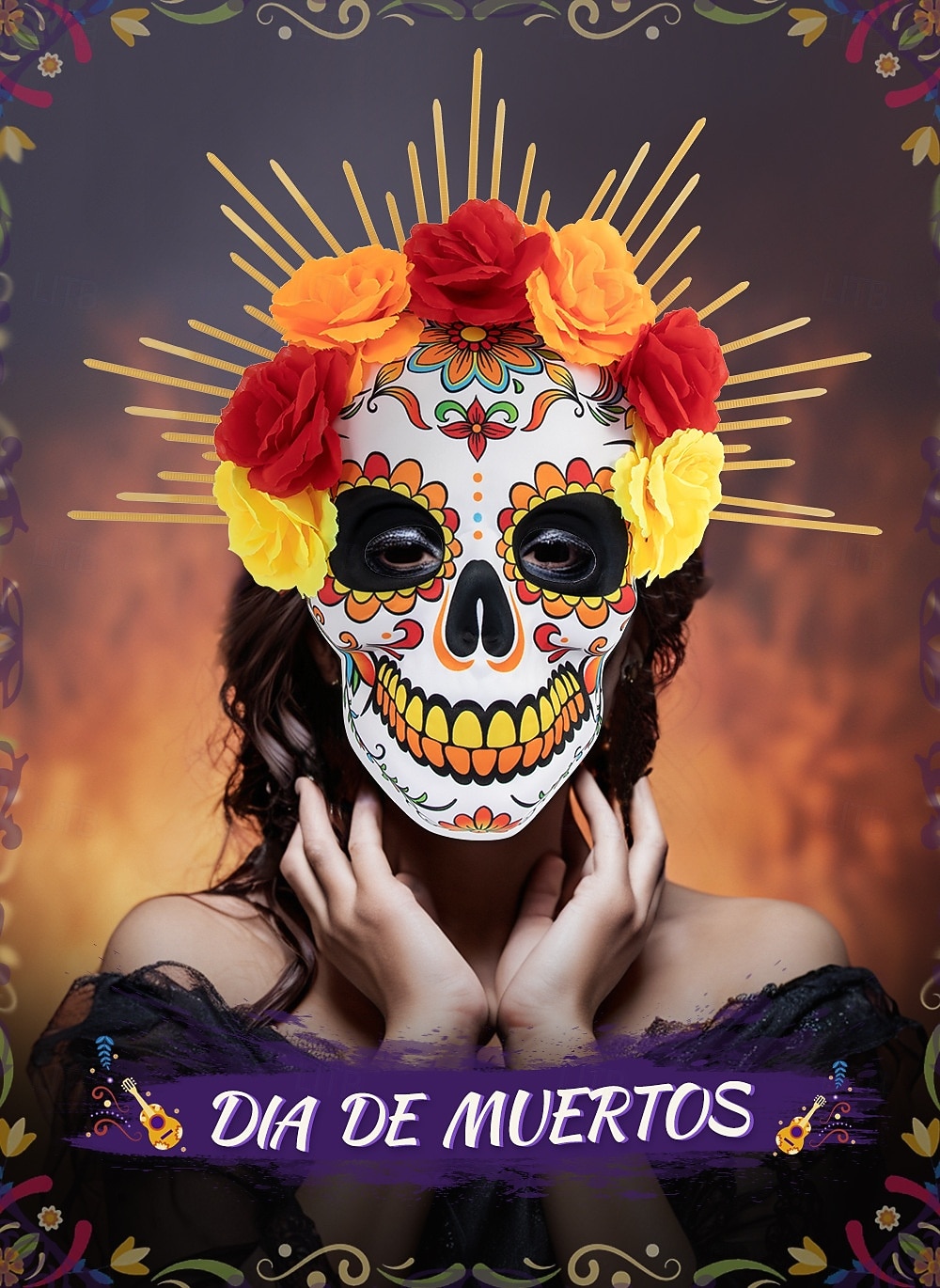 Crânio de açúcar Dia das Bruxas Máscara Assustador Cara Completa Adulto Mulheres Dia Das Bruxas Carnaval Dia dos Mortos Espetáculo Festa Fantasias fáceis de Halloween Vestir-se de 2025 por €18.12 –P1