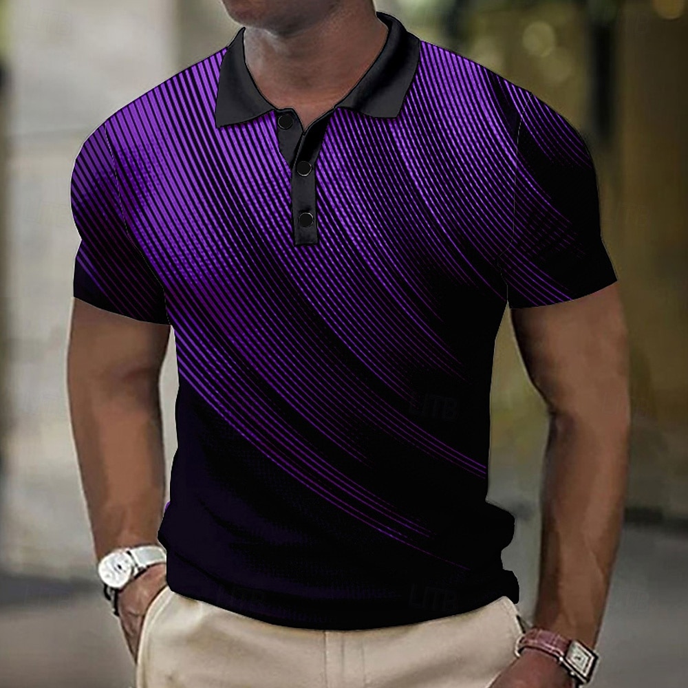 Per uomo Geometrico Magliette Polo a Nido d'Ape Maglia da golf Manica Corta Magliette polo Camicie con Colletto Business Casual Abbigliamento da vacanza Abbigliamento Formale Abbigliamento da festa del 2025 a $22.99 –P12
