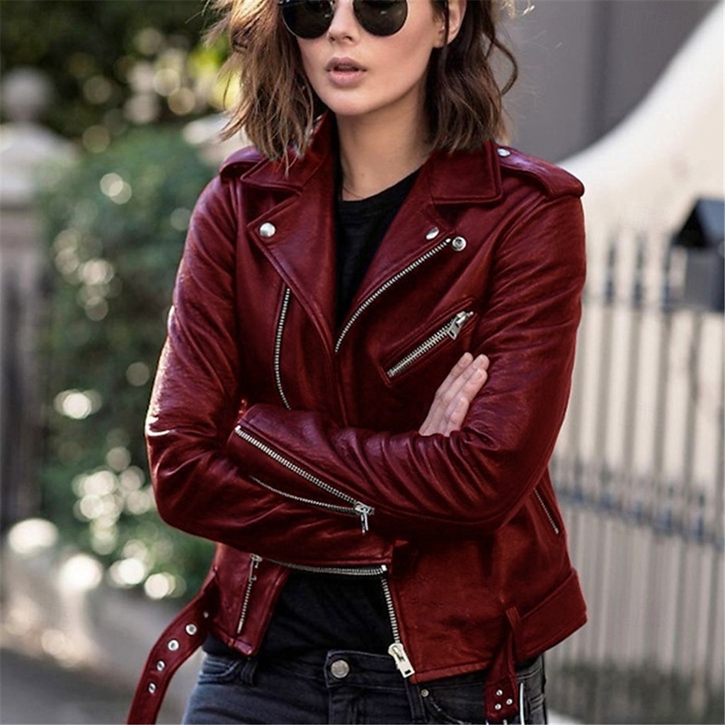Per donna Giacca in Ecopelle Confortevole Cerniera completa Moda Stile da Strada Semplice All'aperto Casual Quotidiano Regolare Collo ripiegato Vestibilità regolare Manica Lunga Capispalla Argento del 2025 a $34.99 –P4