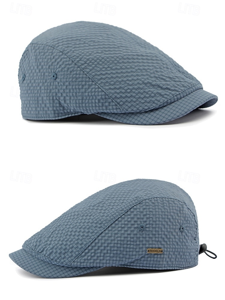 Lett, rutete polyestercaps i eføy for menn – pustende, justerbar, flat caps for avslappede sommer- og utendørsaktiviteter 2026 - $14.99 –P6