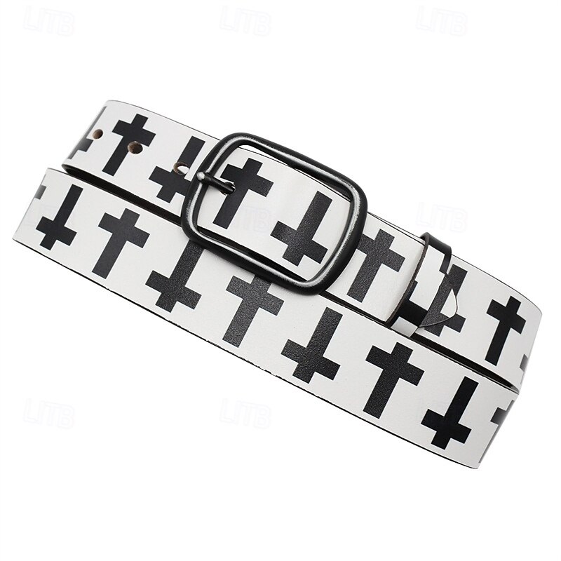 Men's Belt Waist Belt Black White Dermis Alloy Durable Adjustable Cross Outdoor Daily 2025 - $29.99 –P10