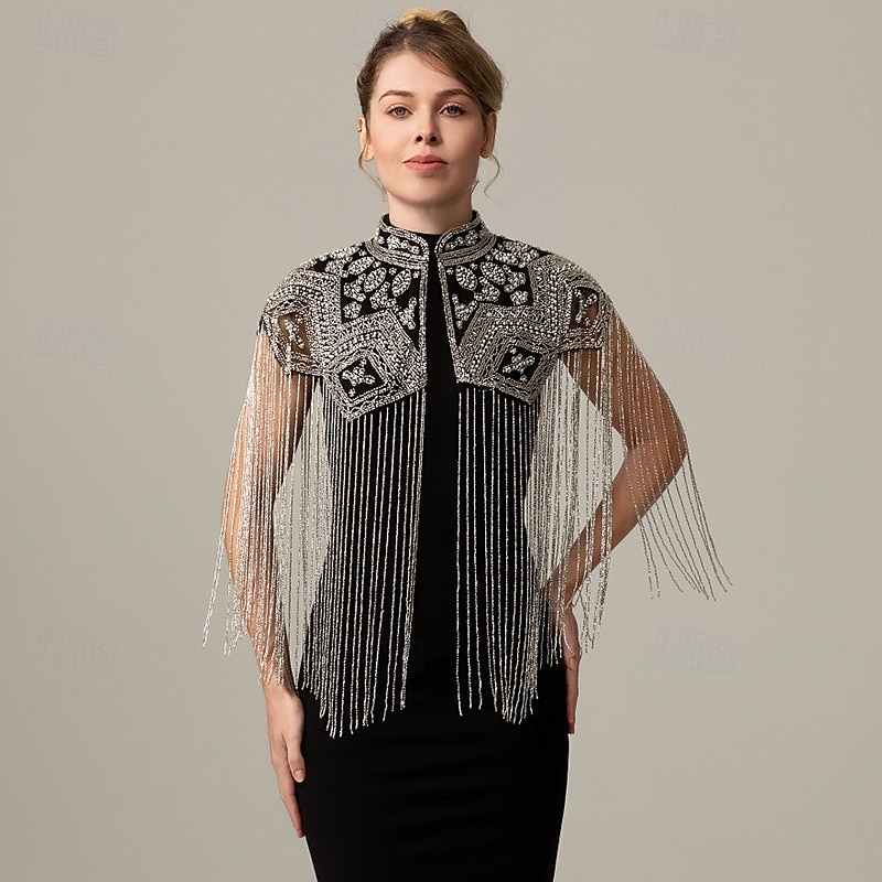 Retro Vintage Goldene Zwanziger 1920er Umhang Schals Der große Gatsby Flapper-Mädchen Pailletten Fransen Damen Weihnachten Halloween Karneval Hochzeit Abendgesellschaft Maskerade Erwachsene 2025 - $63.99 –P9